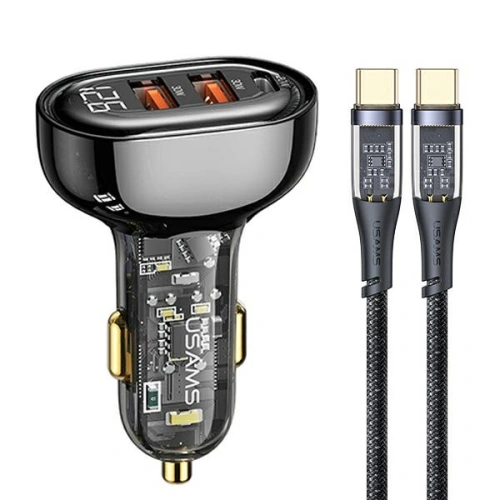 Kup Încărcător auto USAMS 2xUSB + 1xUSB-C 80W Încărcare rapidă + cablu USB-C/USB-C BXLACCTC01 - USA857 - {ean13} - Sklep Home Screen