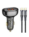 Ładowarka samochodowa USAMS 2xUSB+1xUSB-C 80W Fast Charge + kabel USB-C/USB-C  BXLACCTC01