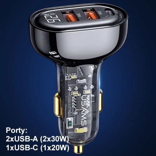 Kup Ładowarka samochodowa USAMS 2xUSB+1xUSB-C 80W Fast Charge czarny/black (US-CC159) - USA858 - {ean13} - Sklep Home Screen