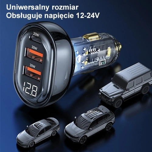 Kup Ładowarka samochodowa USAMS 2xUSB+1xUSB-C 80W Fast Charge czarny/black (US-CC159) - USA858 - {ean13} - Sklep Home Screen