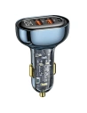 Încărcător auto USAMS 2xUSB+1xUSB-C 80W Încărcare rapidă albastru (US-CC159)