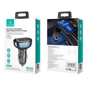 Kup Ładowarka samochodowa USAMS 2xUSB+1xUSB-C 80W Fast Charge niebieski/blue (US-CC159) - USA859 - {ean13} - Sklep Home Screen