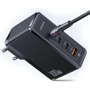 Ładowarka sieciowa USAMS T50 3xUSB-C+1xUSB GaN 100W PD Fast Charge czarny/black (US-CC163)