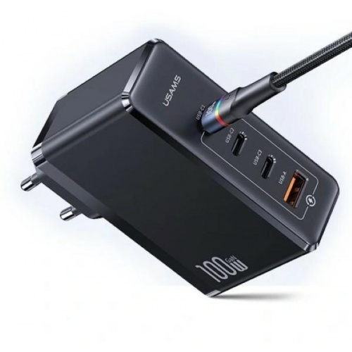 Kup Ładowarka sieciowa USAMS T50 3xUSB-C+1xUSB GaN 100W PD Fast Charge czarny/black (US-CC163) - 6958444901367 - USA860 - Homescreen.pl