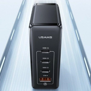 Ładowarka sieciowa USAMS T50 3xUSB-C+1xUSB GaN 100W PD Fast Charge czarny/black (US-CC163)