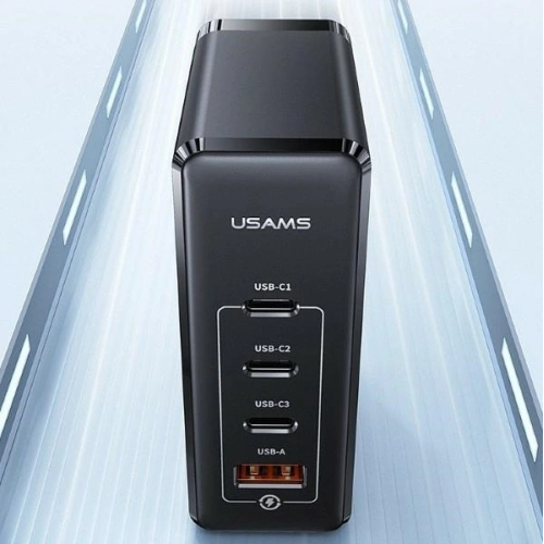 Kup USAMS T50 Netzladegerät 3xUSB-C+1xUSB GaN 100W PD Schnellladung schwarz (US-CC163) - USA860 - {ean13} - Sklep Home Screen
