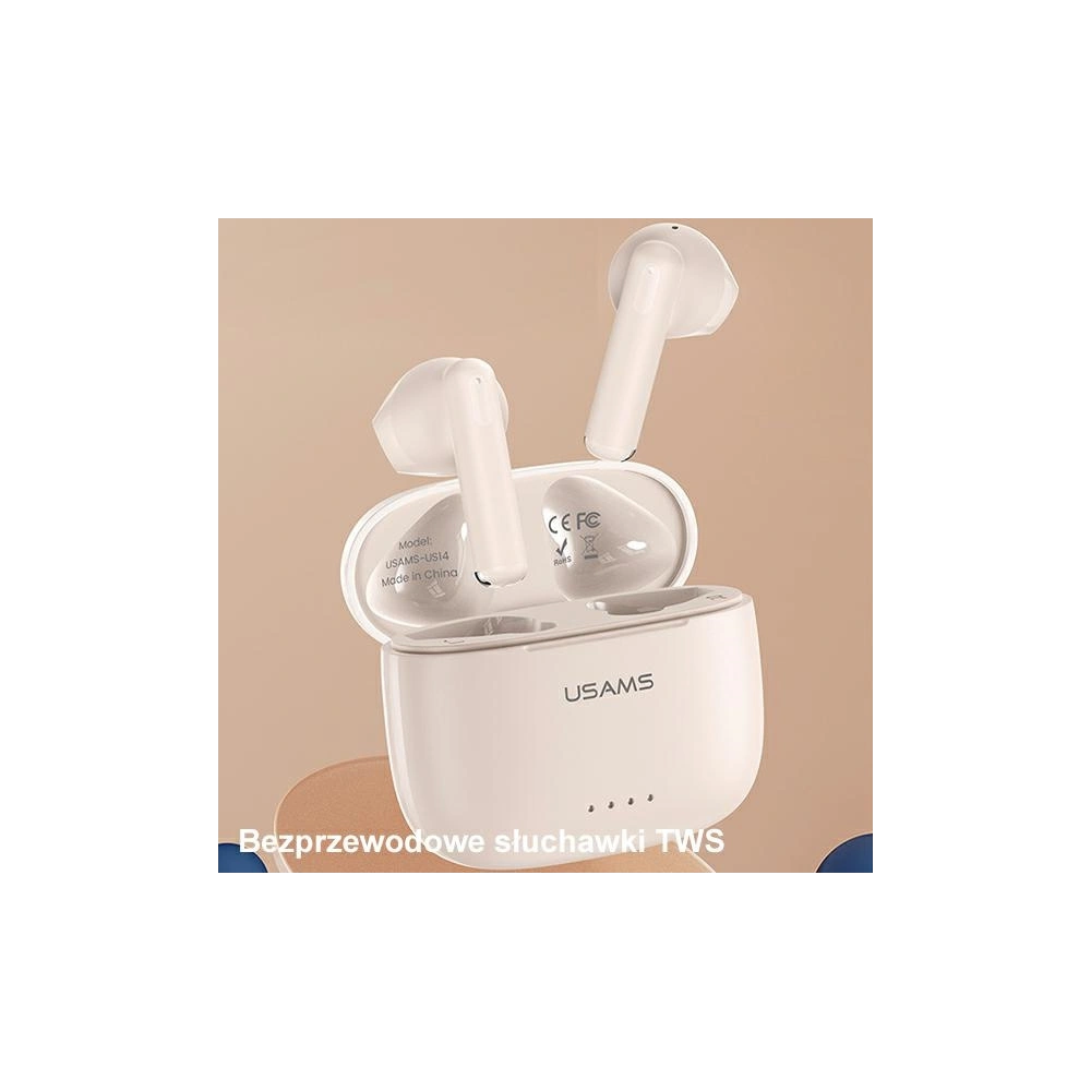 Słuchawki TWS USAMS US Series Dual mic Bluetooth 5.3 białe/white BHUUS02
