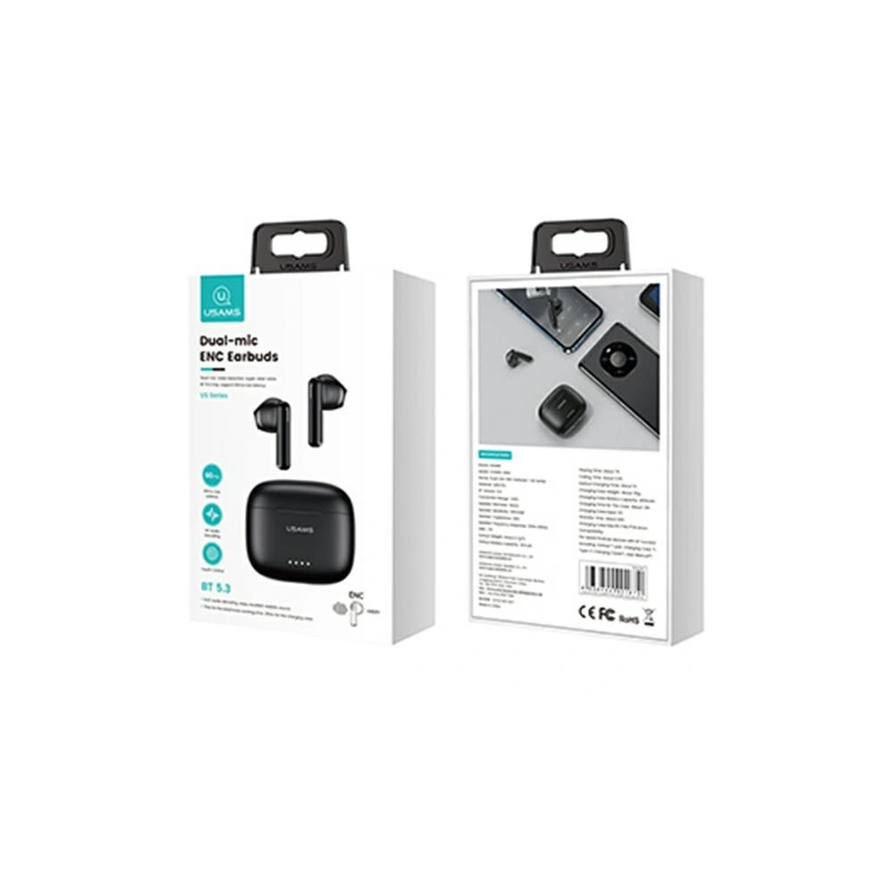 Słuchawki TWS USAMS US Series Dual mic Bluetooth 5.3 czarne/black BHUUS01