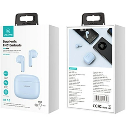 Kup Căști TWS USAMS US Series Dual mic Bluetooth 5.3 albastre/BLU BHUUS03 - USA864 - {ean13} - Sklep Home Screen