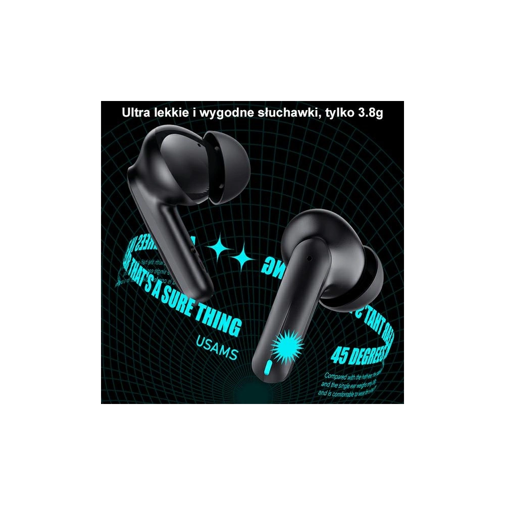 Słuchawki TWS USAMS XJ13 Gaming Earbuds Bluetooth 5.3 czarny/black (US-XJ13)