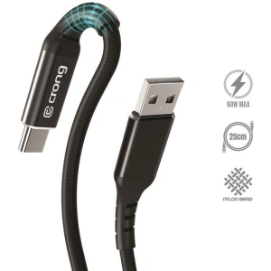 Kup Kabel Crong Armor Link USB-A/USB-C 60W 3A 25cm (czarny) - CRG565 - {ean13} - Sklep Home Screen