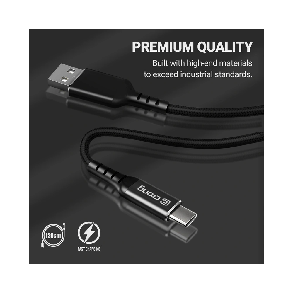 Kabel Crong Armor Link USB-C/USB-C 100W 5A 120cm (czarny)