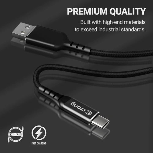 Kup Kábel Crong Armor Link USB-C/USB-C 100W 5A 200cm (fekete) - CRG568 - {ean13} - Sklep Home Screen