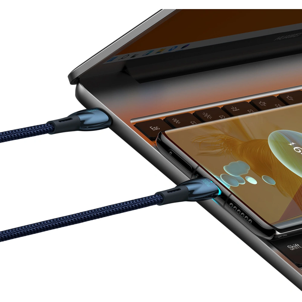 Kabel Baseus Glimmer Series USB-C/USB-C PD 100W 1m niebieski