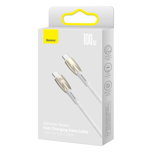 Kup Cablul Baseus Glimmer Series USB-C/USB-C PD 100W 1m alb - BSU3901 - {ean13} - Sklep Home Screen