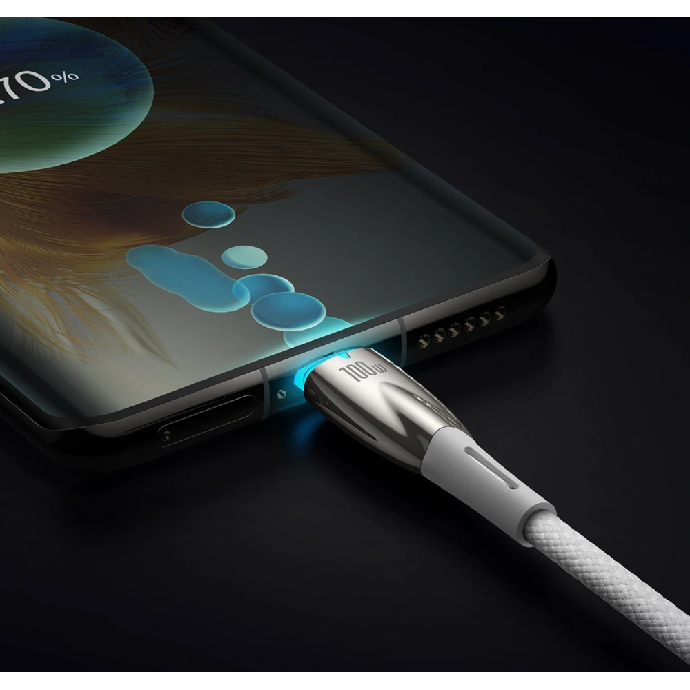 Kabel Baseus Glimmer Series USB-C/USB-C PD 100W 1m biały