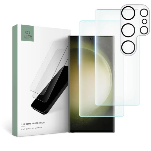 Kup Gehärtetes Glas + für Kameraobjektive Tech-Protect Supreme Set Samsung Galaxy S23 Ultra Clear [2+1 PACK] - THP1702 - {ean13} - Sklep Home Screen