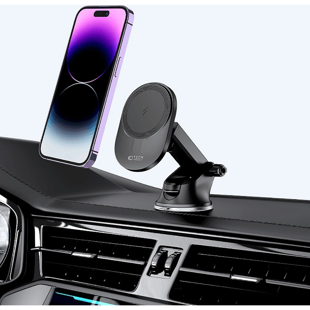 Uchwyt samochodowy z ładowarką bezprzewodową MagSafe Tech-Protect MM15W-V1 Dashboard & Vent Car Mount Wireless Charger 15W Black