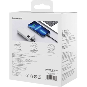 Powerbank Baseus Adaman 2, 20000mAh, 30W, 3xUSB, USB-C (biały)