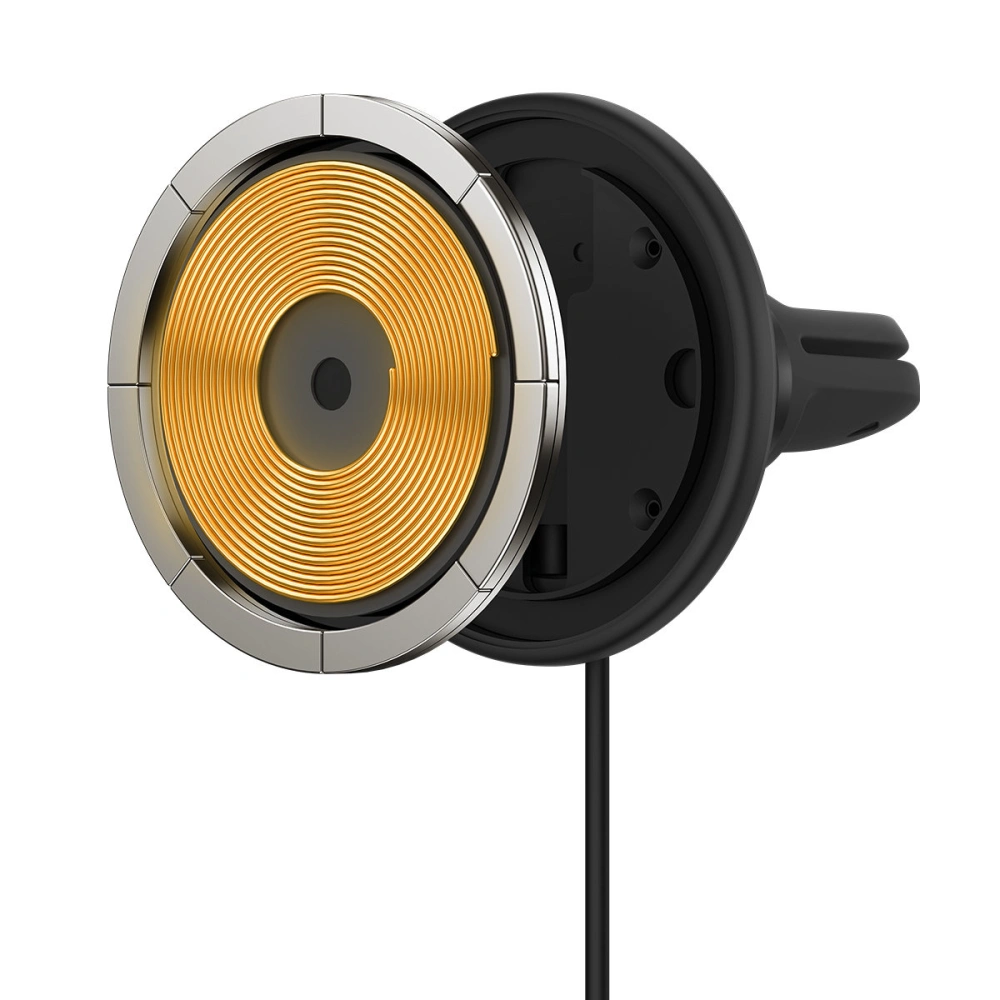 Uchwyt samochodowy z ładowarką bezprzewodową MagSafe Baseus 15W na kratkę nawiewu + USB-A 25W czarna