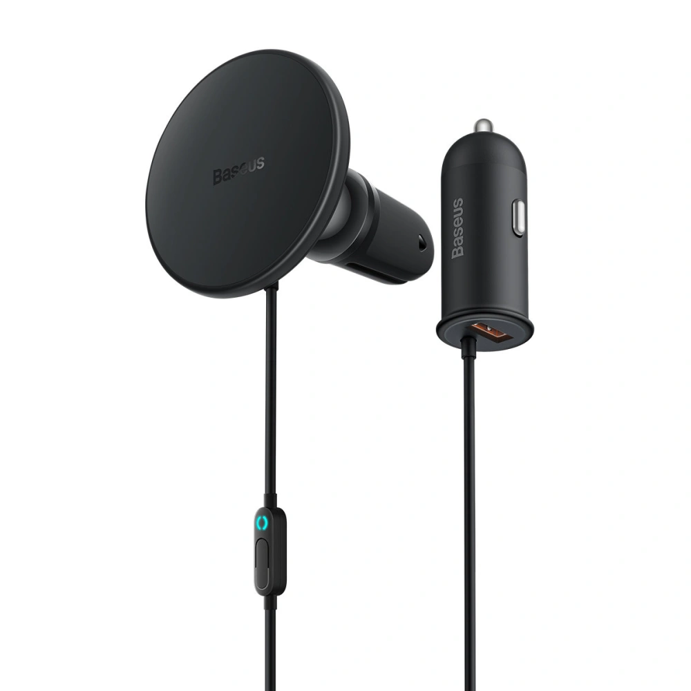 Uchwyt samochodowy z ładowarką bezprzewodową MagSafe Baseus 15W na kratkę nawiewu + USB-A 25W czarna