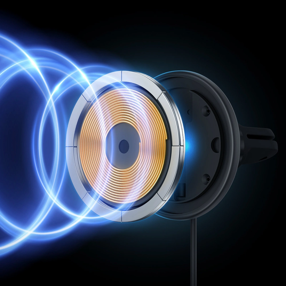 Uchwyt samochodowy z ładowarką bezprzewodową MagSafe Baseus 15W na kratkę nawiewu + USB-A 25W czarna