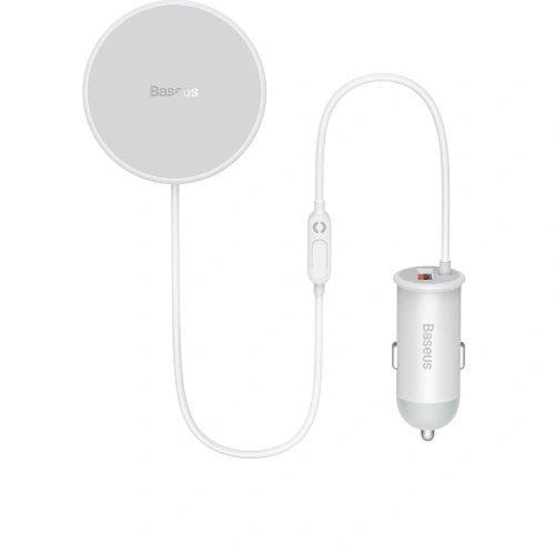 Kup Autós tartó MagSafe vezeték nélküli töltővel Baseus 15W szellőzőrácsra + USB-A 25W fehér - BSU3911 - {ean13} - Sklep Home Screen