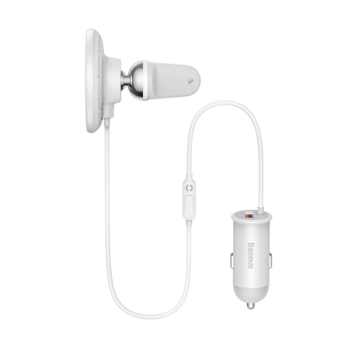 Kup Autós tartó MagSafe vezeték nélküli töltővel Baseus 15W szellőzőrácsra + USB-A 25W fehér - BSU3911 - {ean13} - Sklep Home Screen