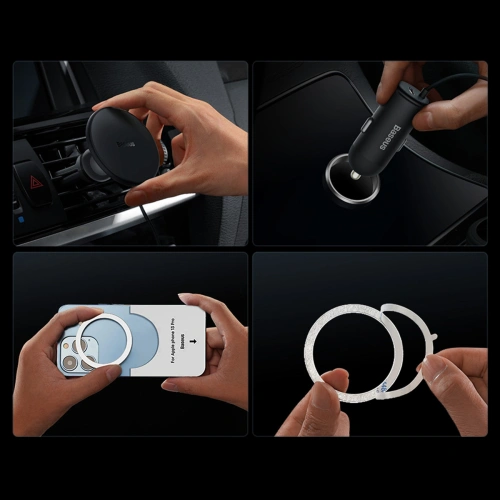 Buy Baseus Car Mount Holder Air Vent 15W + USB-A 25W white - BSU3911 - {ean13} - Home Screen Store Europe