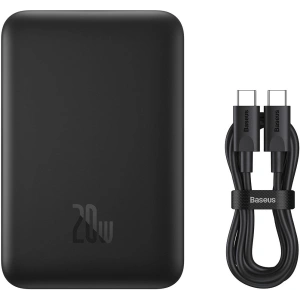 Buy Powerbank Baseus Magnetic Mini MagSafe 15W PD QC 20W 10000mAh black (Overseas Edition) + USB-C/USB-C Cable 60W 3A 0.5m black - BSU3915 - {ean13} - Home Screen Store Europe