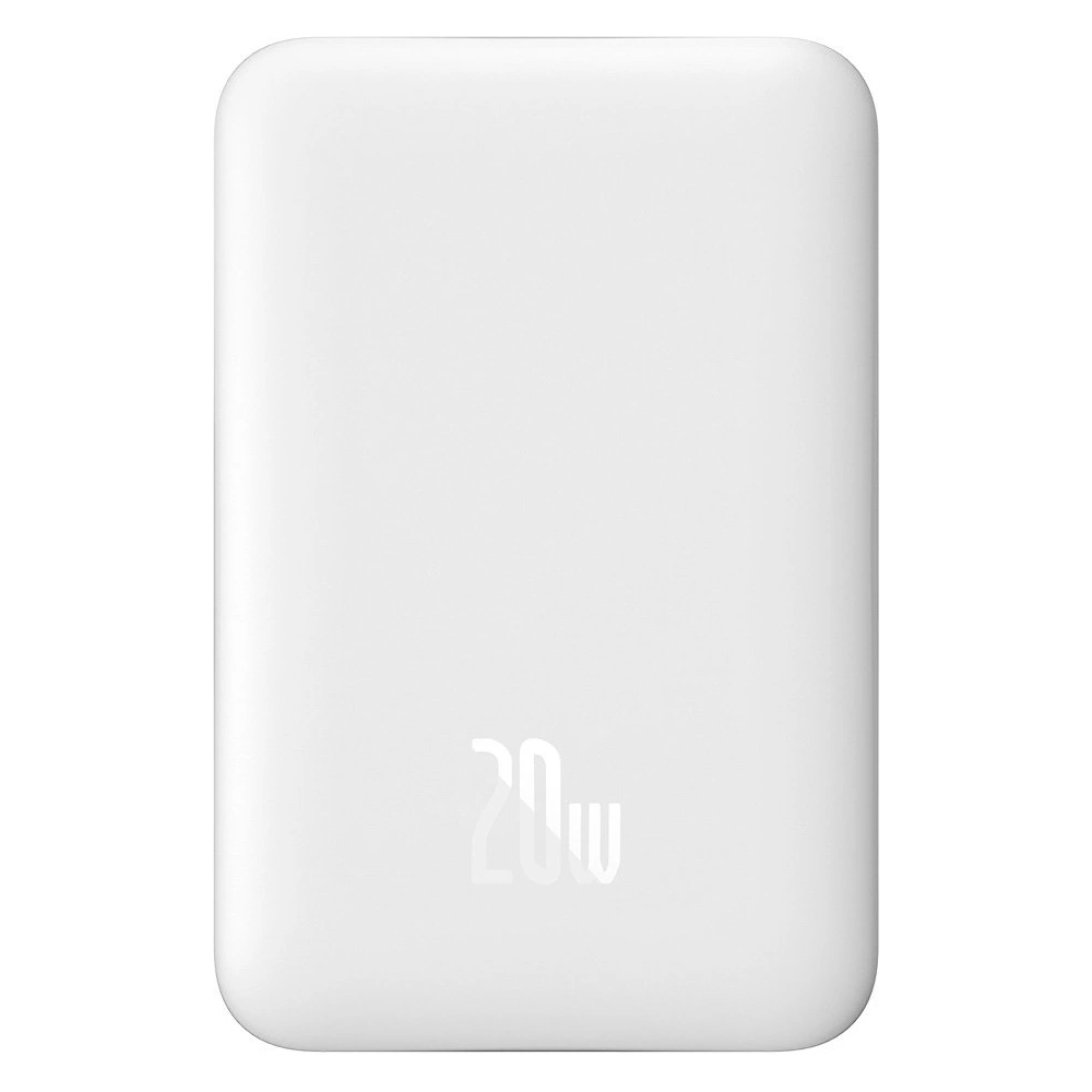 Powerbank Baseus Magnetic Mini MagSafe 15W PD QC 20W 10000mAh biały (Overseas Edition) + kabel USB-C/USB-C 60W 3A 0.5m biały