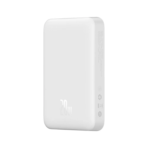 Kup Powerbank Baseus Magnetic Mini MagSafe 15W PD QC 20W 10000mAh bílý (Overseas Edition) + kabel USB-C/USB-C 60W 3A 0.5m bílý - BSU3916 - {ean13} - Sklep Home Screen