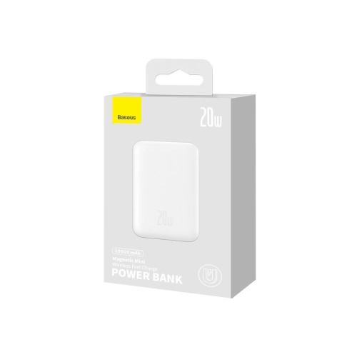Kup Powerbank Baseus Magnetic Mini MagSafe 15W PD QC 20W 10000mAh bílý (Overseas Edition) + kabel USB-C/USB-C 60W 3A 0.5m bílý - BSU3916 - {ean13} - Sklep Home Screen