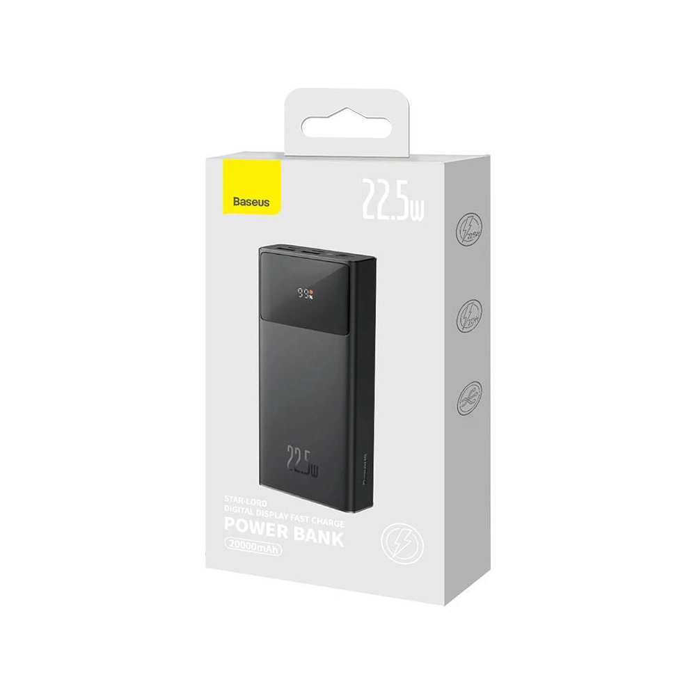 Powerbank Baseus Star-Lord 20000mAh, 2xUSB, USB-C, 22.5W (czarny)