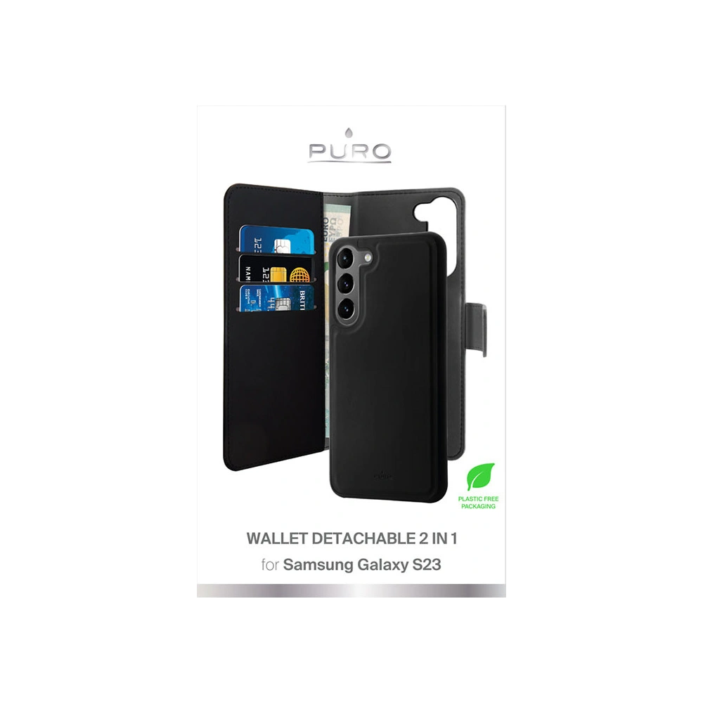 Etui PURO Wallet Detachable 2w1 Samsung Galaxy S23 (czarny)