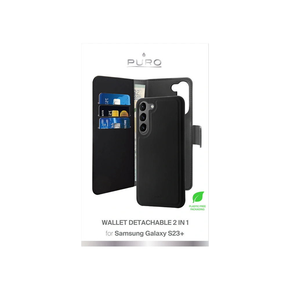 Etui PURO Wallet Detachable 2w1 Samsung Galaxy S23+ Plus (czarny)