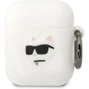 Kup Etui Karl Lagerfeld KLA2RUNCHH Apple AirPods 2/1 cover alb/white Silicon Choupette Head 3D - KLD1398 - {ean13} - Sklep Home Screen