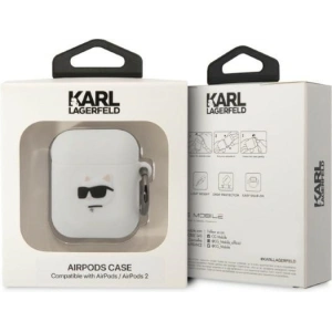 Kup Etui Karl Lagerfeld KLA2RUNCHH Apple AirPods 2/1 cover alb/white Silicon Choupette Head 3D - KLD1398 - {ean13} - Sklep Home Screen