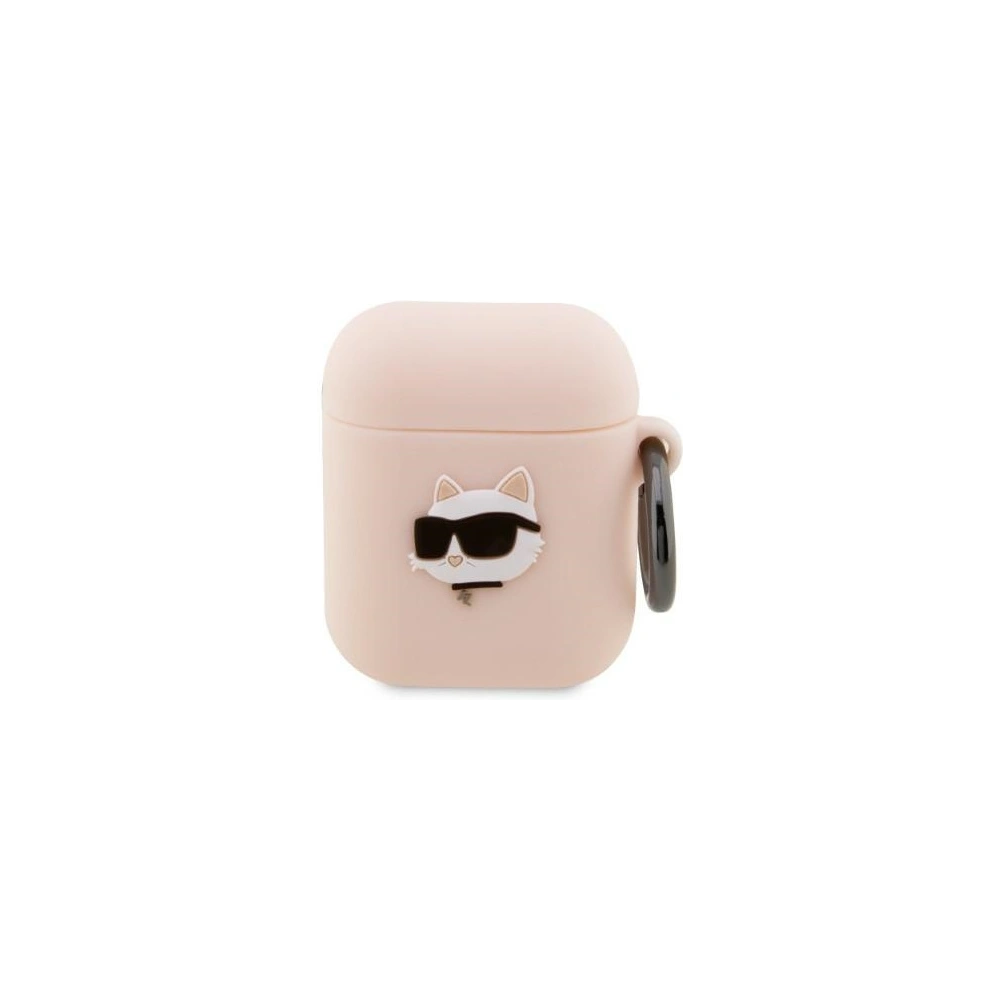 Etui Karl Lagerfeld KLA2RUNCHP Apple AirPods 2/1 cover różowy/pink Silicone Choupette Head 3D