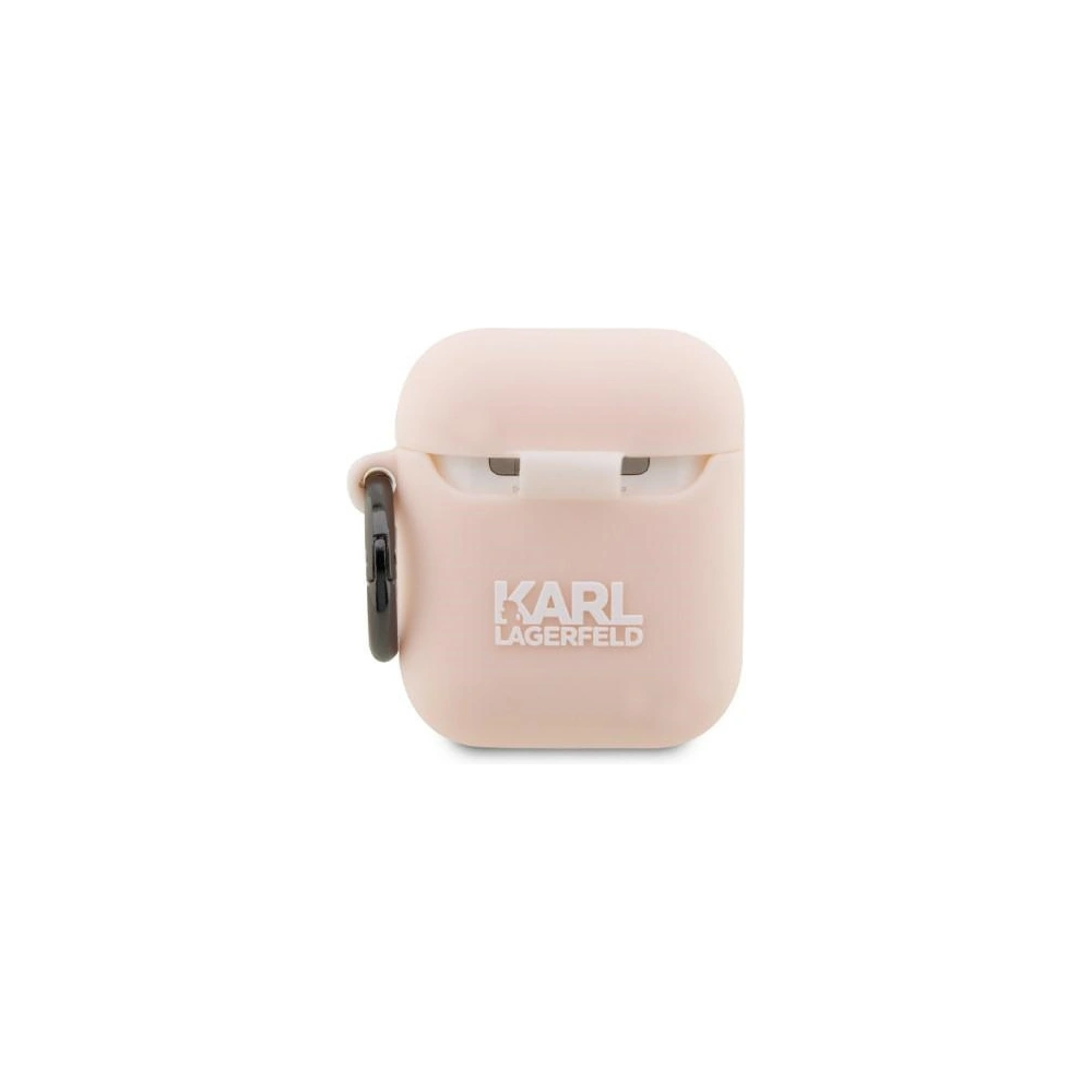 Etui Karl Lagerfeld KLA2RUNCHP Apple AirPods 2/1 cover różowy/pink Silicone Choupette Head 3D
