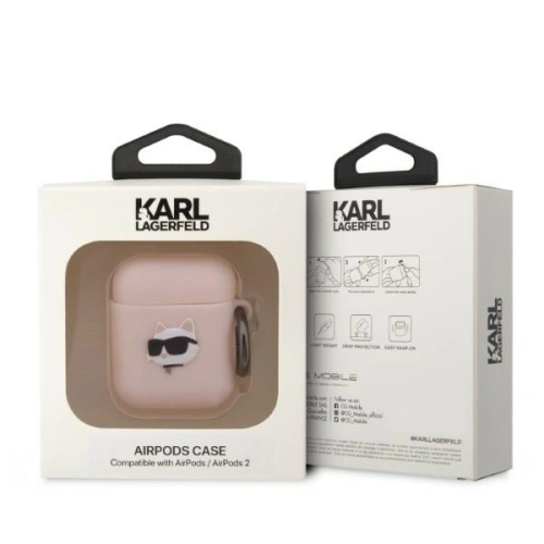 Kup Etui Karl Lagerfeld KLA2RUNCHP Apple AirPods 2/1 kryt růžový/pink silikon Choupette hlava 3D - KLD1400 - {ean13} - Sklep Home Screen