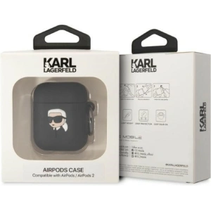 Kup Etui Karl Lagerfeld KLA2RUNIKK Apple AirPods 2/1 husă neagră/black Silicon Karl Head 3D - KLD1401 - {ean13} - Sklep Home Screen
