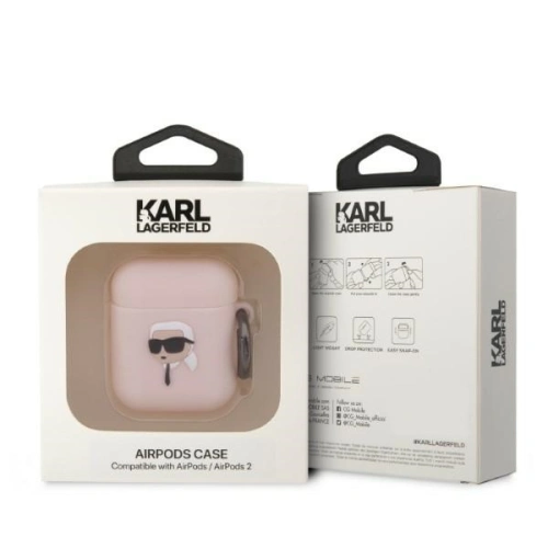 Kup Etui Karl Lagerfeld KLA2RUNIKP Apple AirPods 2/1 cover różowy/pink Silicone Karl Head 3D - KLD1402 - {ean13} - Sklep Home Screen