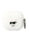 Etui Karl Lagerfeld KLA3RUNCHH pentru Apple AirPods 3, capac alb/white din silicon Choupette Head 3D