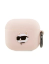 Etui Karl Lagerfeld KLA3RUNCHP Apple AirPods 3 tok rózsaszín/pink szilikon Choupette fej 3D