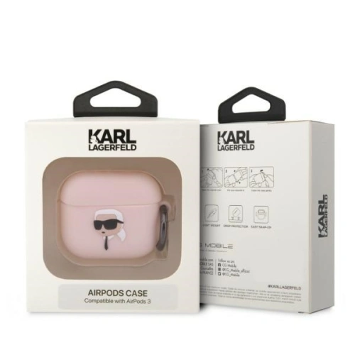 Kup Etui Karl Lagerfeld KLA3RUNIKP Apple AirPods 3 cover różowy/pink Silicone Karl Head 3D - KLD1408 - {ean13} - Sklep Home Screen