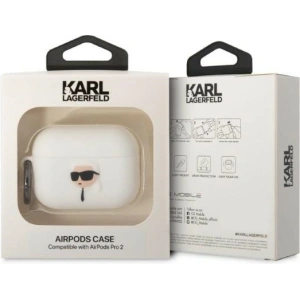 Buy Karl Lagerfeld KLAP2RUNIKH Apple AirPods Pro 2 cover white Silicone Karl Head 3D - KLD1412 - {ean13} - Home Screen Store Europe