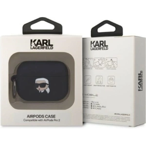 Kup Etui Karl Lagerfeld KLAP2RUNIKK Apple AirPods Pro 2 husă neagră/black Silicon Karl Head 3D - KLD1413 - {ean13} - Sklep Home Screen