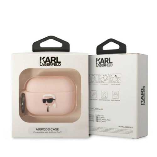 Kup Etui Karl Lagerfeld KLAP2RUNIKP Apple AirPods Pro 2 tok rózsaszín/szürke Szilikon Karl Fej 3D - KLD1414 - {ean13} - Sklep Home Screen