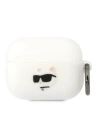 Etui Karl Lagerfeld KLAPRUNCHH Apple AirPods Pro tok fehér/szürke Szilikon Choupette Fej 3D